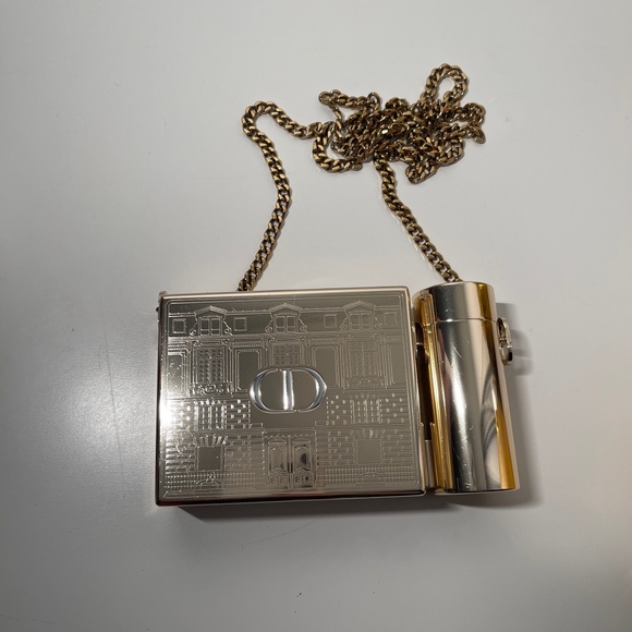 DIOR ROUGE Gold Minaudiere Pouch Clutch Handbag LIMITED EDITION 2021 Christmas - Picture 1 of 16